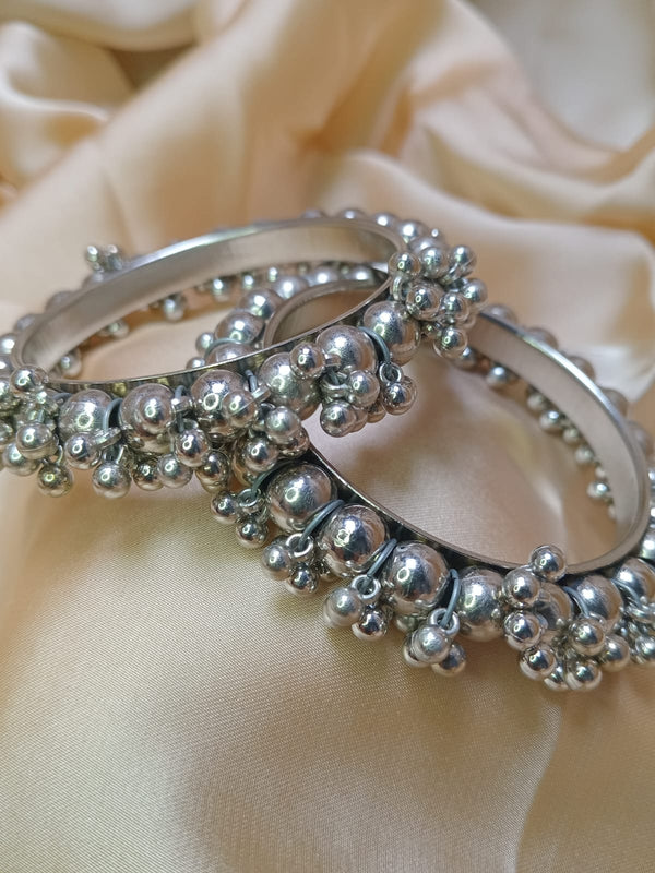 Silver plated 2 kada / 6 bangles set