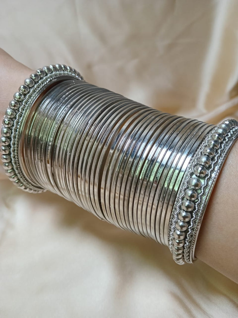 Silver & Golden plated 2 kada / 36 bangle set